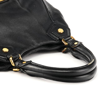 Black Leather Classic Q Fran 2-Way Bag
