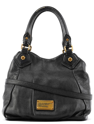 Black Leather Classic Q Fran 2-Way Bag