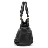 Black Leather Classic Q Fran 2-Way Bag