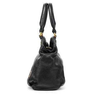 Black Leather Classic Q Fran 2-Way Bag