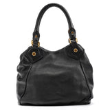 Black Leather Classic Q Fran 2-Way Bag