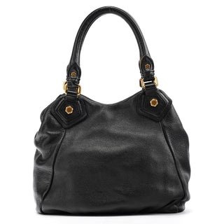 Black Leather Classic Q Fran 2-Way Bag