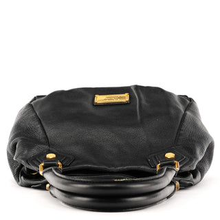 Black Leather Classic Q Fran 2-Way Bag