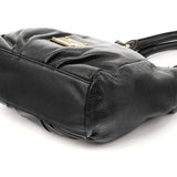 Black Leather Classic Q Fran 2-Way Bag