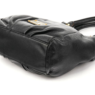 Black Leather Classic Q Fran 2-Way Bag