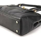 11047 Black Leather Hamptons Tote Bag
