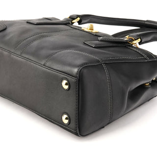 11047 Black Leather Hamptons Tote Bag