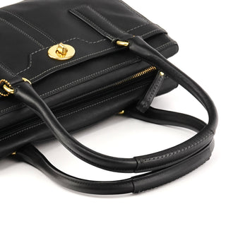 11047 Black Leather Hamptons Tote Bag