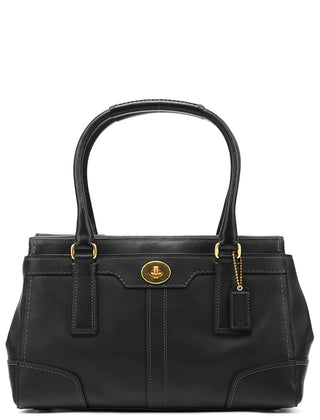 11047 Black Leather Hamptons Tote Bag