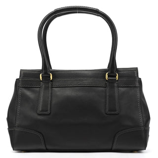 11047 Black Leather Hamptons Tote Bag