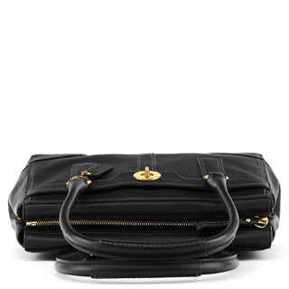 11047 Black Leather Hamptons Tote Bag