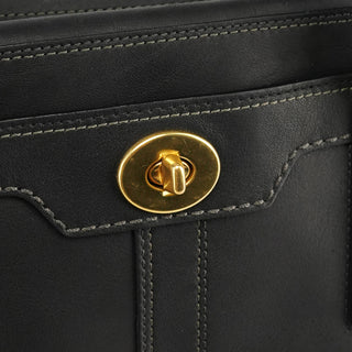 11047 Black Leather Hamptons Tote Bag
