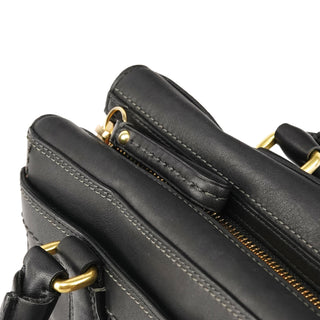 11047 Black Leather Hamptons Tote Bag