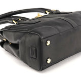 11047 Black Leather Hamptons Tote Bag