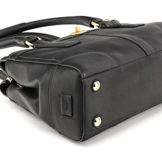 11047 Black Leather Hamptons Tote Bag