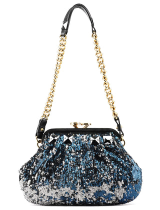 Navy Blue Sequin Little Stam Shoulder Bag