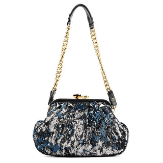 Navy Blue Sequin Little Stam Shoulder Bag