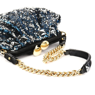 Navy Blue Sequin Little Stam Shoulder Bag