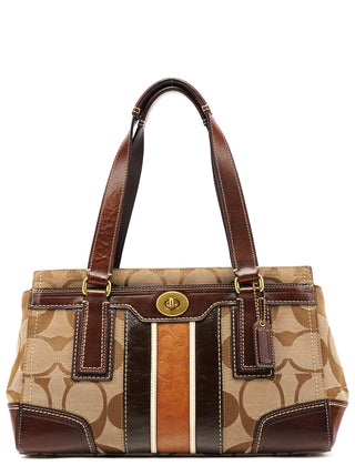 11620 Beige Tan Signature Turnlock Tote Bag