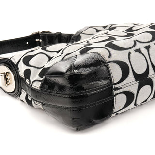 19758M Grey Black Signature Turnlock Shoulder Bag
