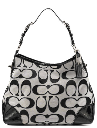 19758M Grey Black Signature Turnlock Shoulder Bag