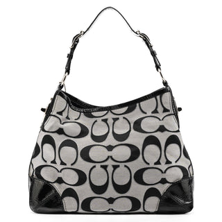 19758M Grey Black Signature Turnlock Shoulder Bag