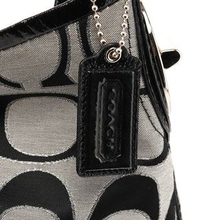 19758M Grey Black Signature Turnlock Shoulder Bag