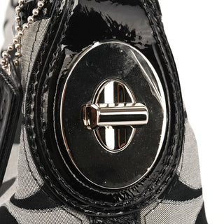 19758M Grey Black Signature Turnlock Shoulder Bag