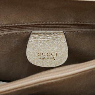 Beige Leather Diana Bamboo Tote Bag