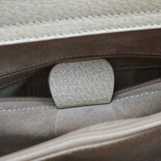 Beige Leather Diana Bamboo Tote Bag
