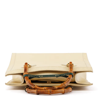 Beige Leather Diana Bamboo Tote Bag
