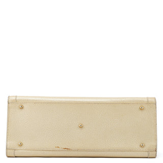 Beige Leather Diana Bamboo Tote Bag