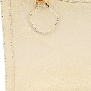 Beige Leather Diana Bamboo Tote Bag