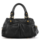 Sac deux portés Classic Q Baby Groovee en cuir noir