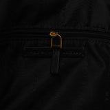 Black Leather Turnlock Hobo Shoulder Bag