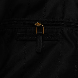Black Leather Turnlock Hobo Shoulder Bag