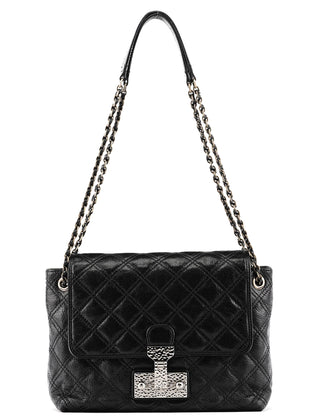 Black Quilted Leather Chain Shoulder Bag