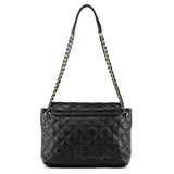 Black Quilted Leather Chain Shoulder Bag