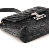 Black Quilted Leather Chain Shoulder Bag