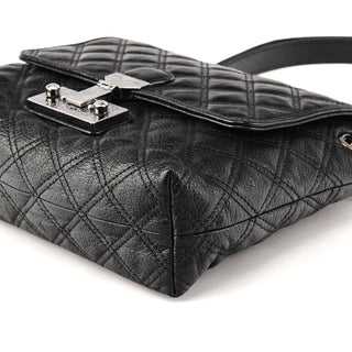 Black Quilted Leather Chain Shoulder Bag