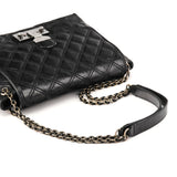 Black Quilted Leather Chain Shoulder Bag