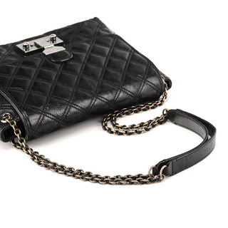 Black Quilted Leather Chain Shoulder Bag