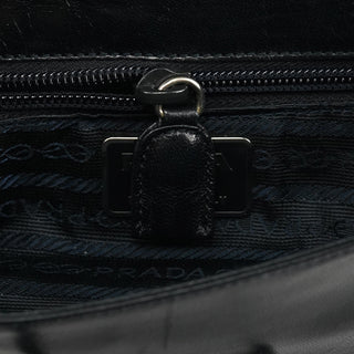 1996 Navy Leather Madras Swing Crossbody Bag