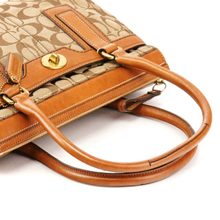 11062 Beige Tan Signature Turnlock Tote Bag