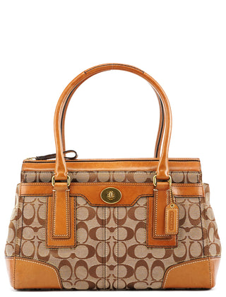 11062 Beige Tan Signature Turnlock Tote Bag