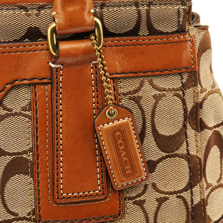 11062 Beige Tan Signature Turnlock Tote Bag