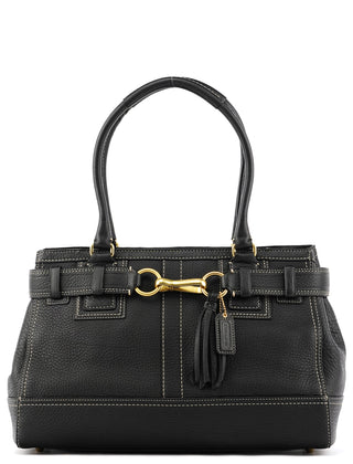 F10213 Black Pebbled Leather Hamptons Tote Bag