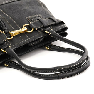 F10213 Black Pebbled Leather Hamptons Tote Bag