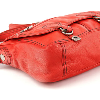 Red Leather Multi-Pocket Crossbody Bag