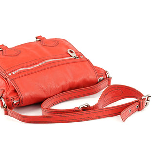 Red Leather Multi-Pocket Crossbody Bag